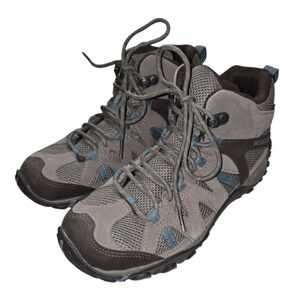 Merrell Deverta 2 Hiking Boot Women 7 Suede Mesh Upper Light Brown Blue Lace-up